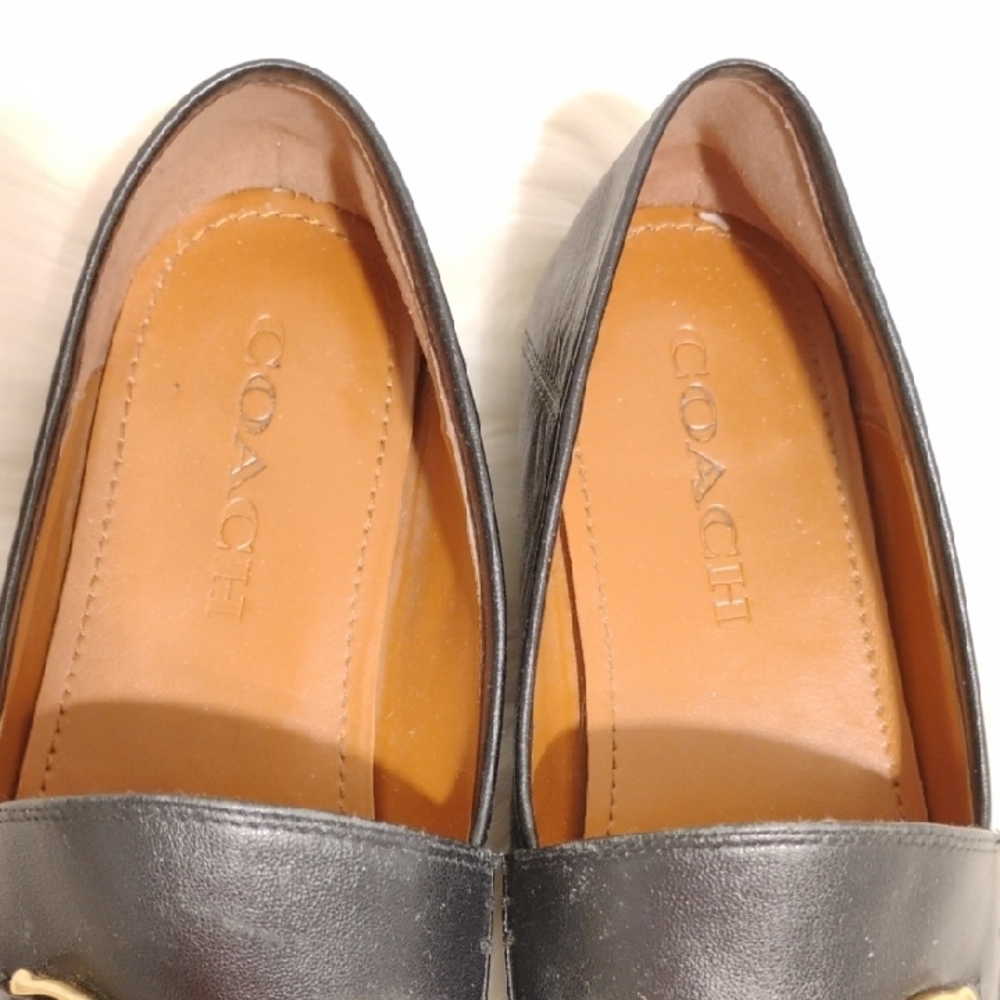 (#209) SALE! Coach Haley Black & Gold Loafers Sleek Design Sz.7.5 - Picture 6 of 14